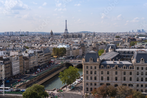View to Paris and Eiffel Tower from Notre Dame de Paris © motionsense
