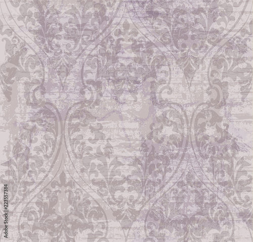 Vintage Damask ornament Vector background. Stylish patterns with stains decor...