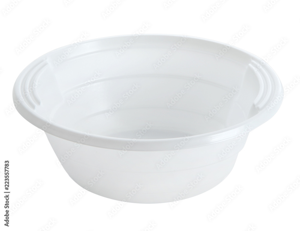 white plastic soup bowl on white background with curve -ready to work white plastic soup bowl on white background with curve -ready to work