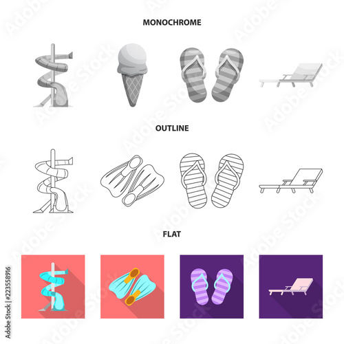 Vector design of pool and swimming icon. Set of pool and activity vector icon for stock.