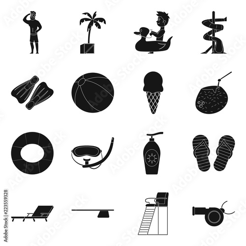 Vector design of pool and swimming icon. Collection of pool and activity stock symbol for web.