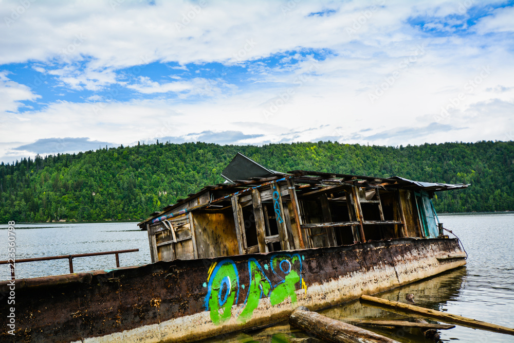 old abandoned boat on the dock old abandoned boat on the dock