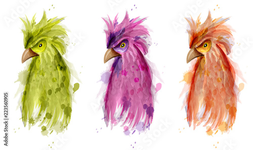 Parrot bird Vector watercolor. Painted cartoon style illustration