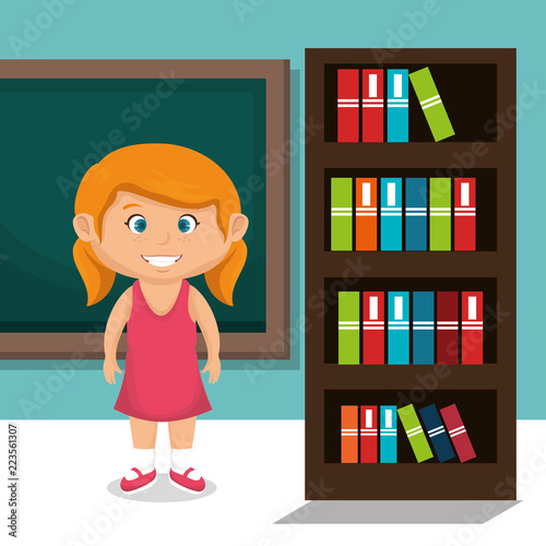 little schoolgirl with chalkboard