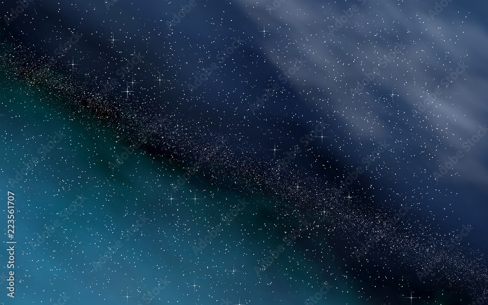 Obraz premium Colorful and beautiful space background. Outer space. Starry outer space texture. Templates, blue background. 3D illustration