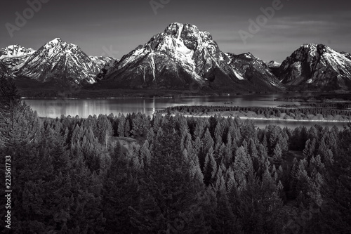 Grand Tetons from Signal Hill Black and White photo