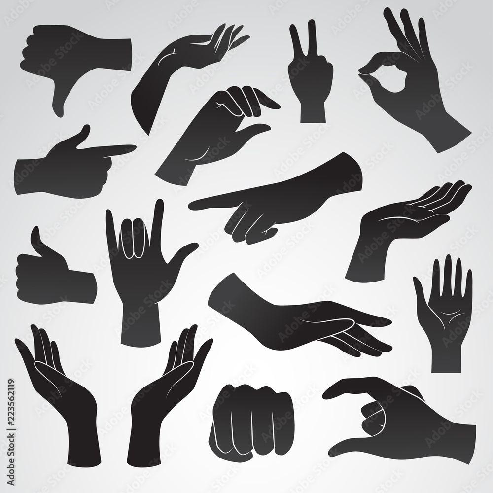 Collection of hand gesture icons. Vector art. Collection of hand gesture icons. Vector art.
