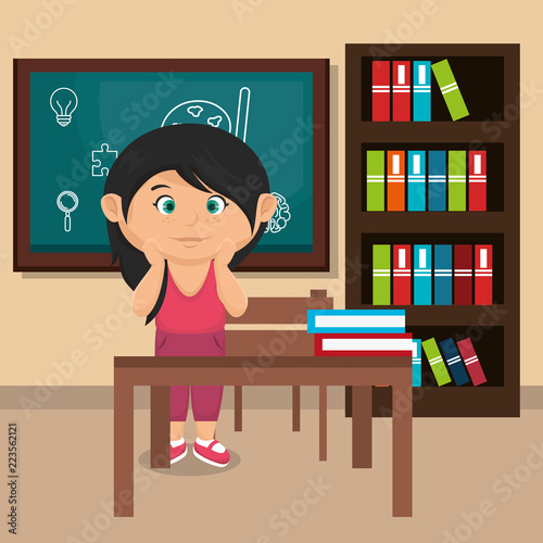 little schoolgirl in the classroom
