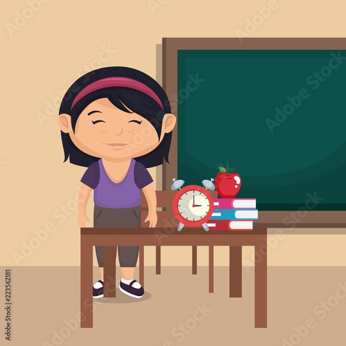 little schoolgirl in the classroom