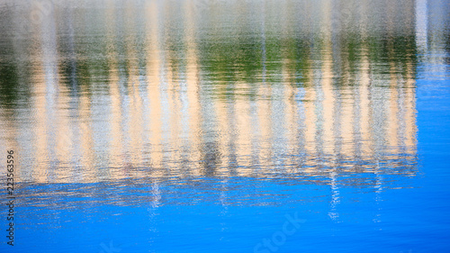 Reflection of a building on the surface of water