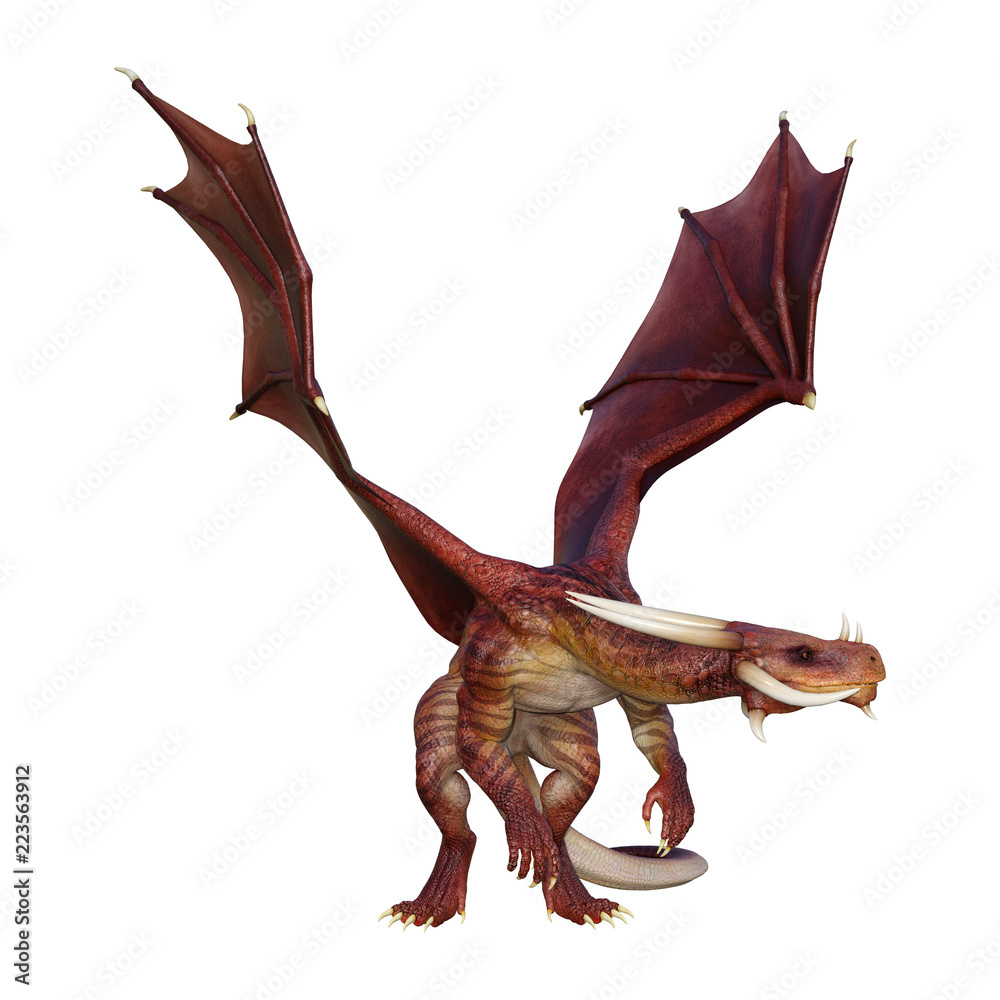 3D Rendering Fairy Tale Dragon on White 3D Rendering Fairy Tale Dragon on White