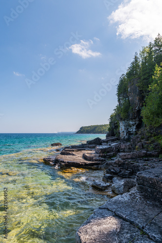 Bruce Peninsula shoreline at Cyprus Lake National Park Ontario on a sunny day