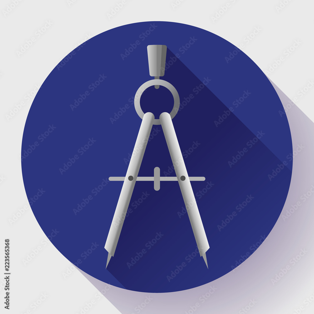 flat drawing compass icon - geometry and design tool vector flat drawing compass icon - geometry and design tool vector
