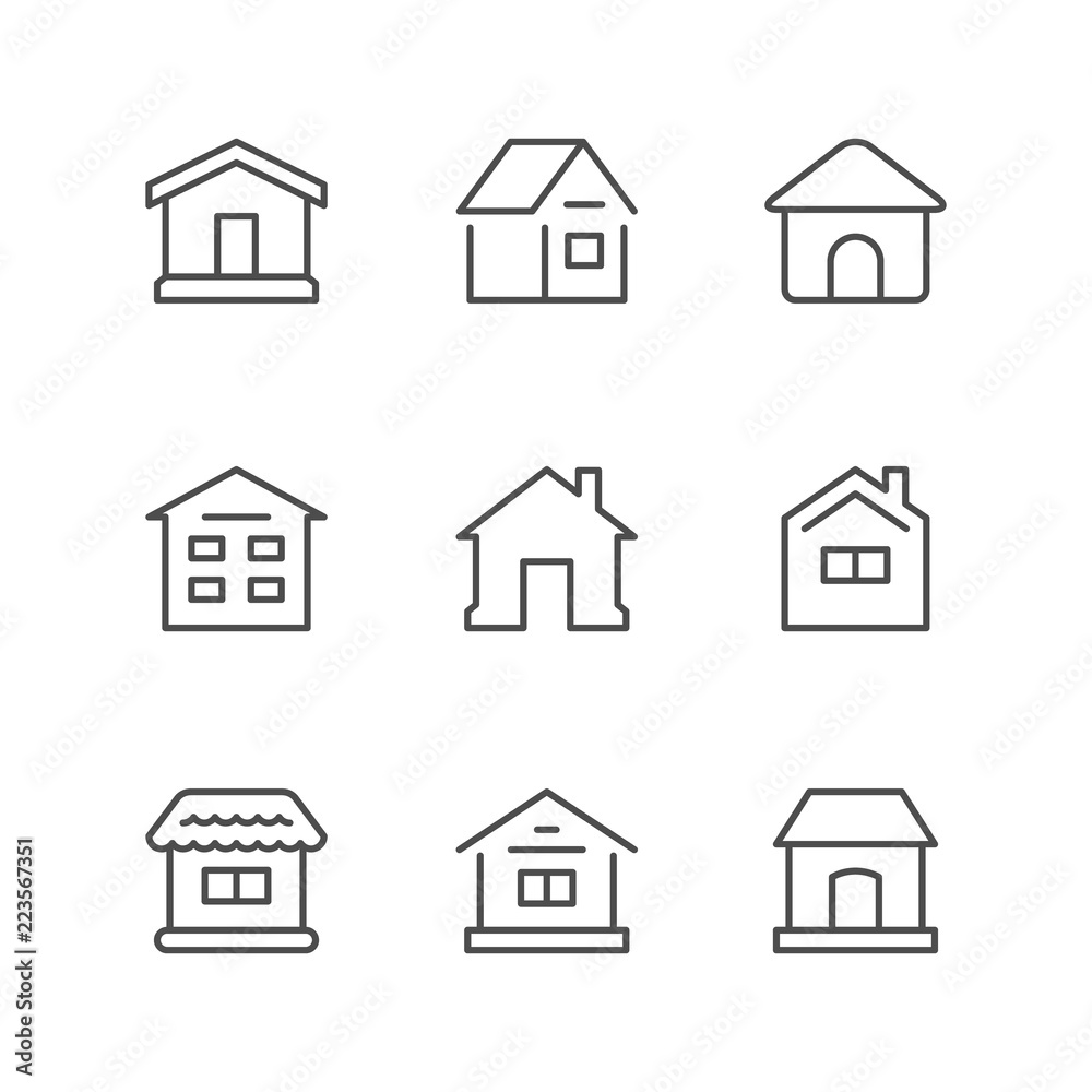 Set line icons of houses