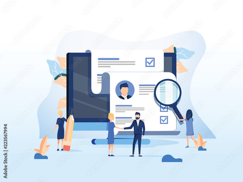 Human Resources, Recruitment Concept for web page, banner presentation, social media, documents cards and posters.