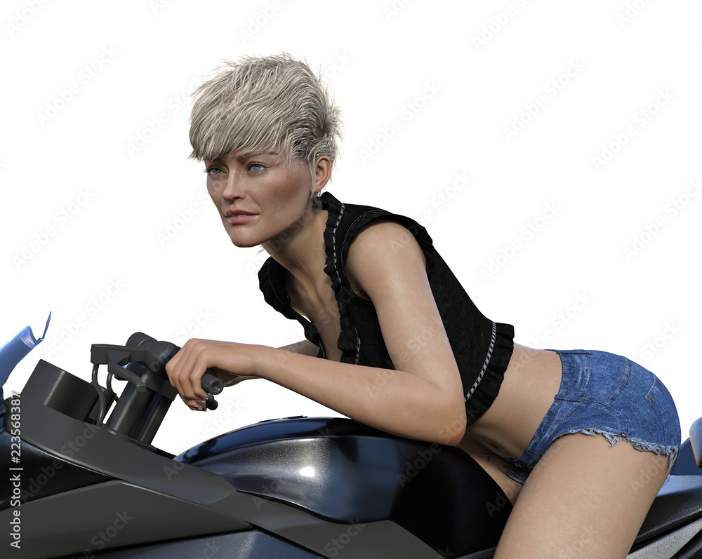 Cool Girl in Leather Clothes Near the Motorcycle. Young Stylish Woman with  Colored Hair on the Bike Stock Photo - Image of informal, girl: 148538262