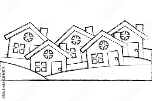set of residence houses exterior suburban © Gstudio