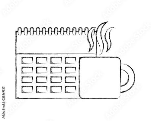 business calendar planning hot coffee cup