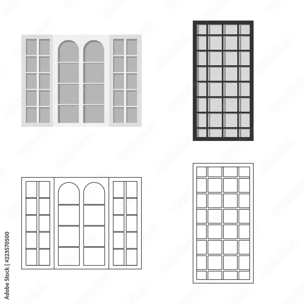 Vector illustration of door and front symbol. Set of door and wooden stock symbol for web. Vector illustration of door and front symbol. Set of door and wooden stock symbol for web.