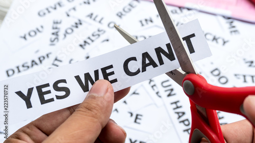 Canvastavla yes we can text or word meaning on paper in hand holding