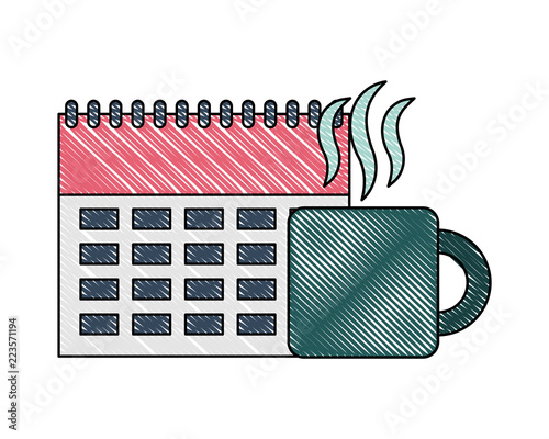 business calendar planning hot coffee cup