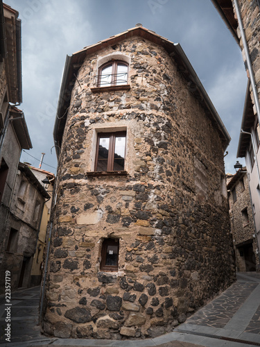 Typical lava rocks building in Castellfolit de la Roca photo