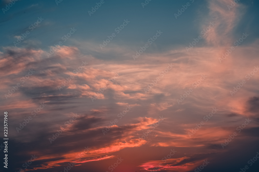  Beautiful sunset. Sunset over the city. Skyscrapers. Multicolored sky. Clouds.