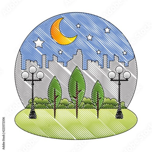 park in the city night sky landscape