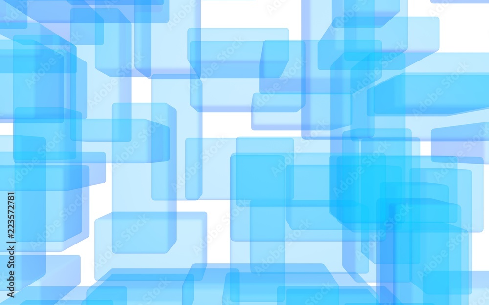 Blue and white abstract digital and technology background. The pattern with repeating rectangles. 3D illustration Blue and white abstract digital and technology background. The pattern with repeating rectangles. 3D illustration