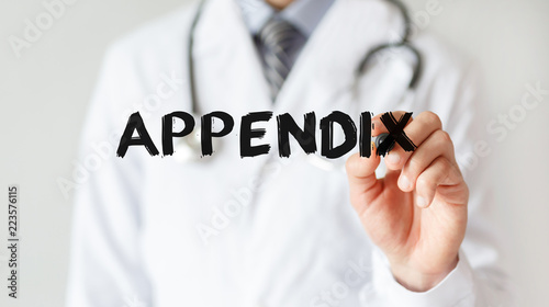 Photos Doctor writing word APPENDIX with marker, Medical concept