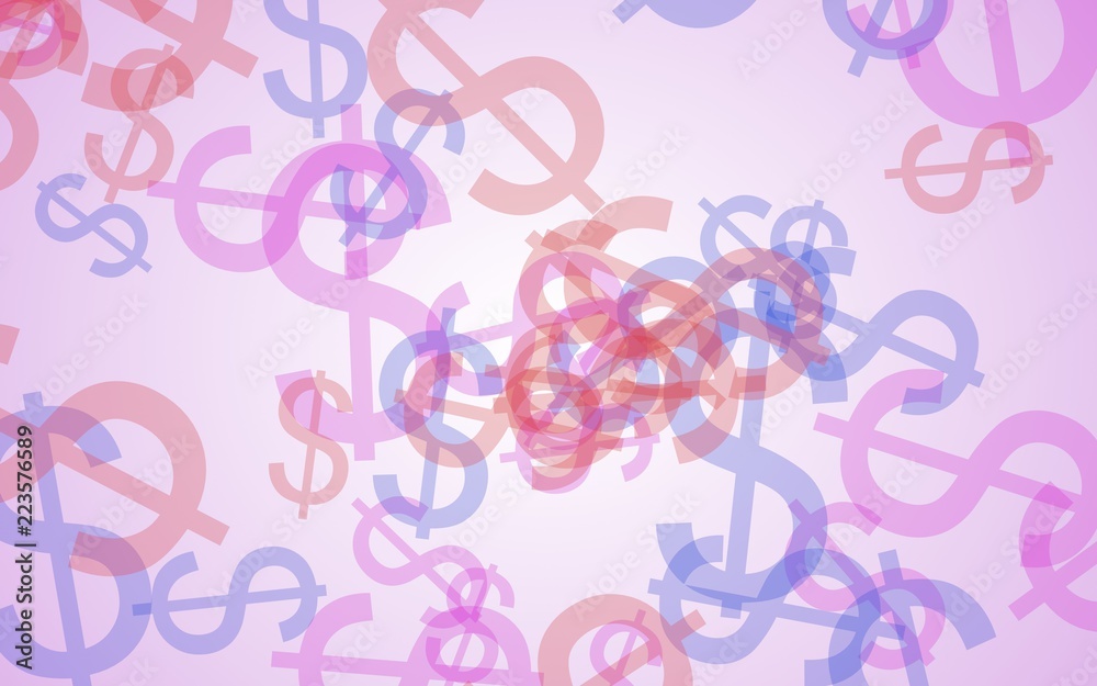 Multicolored translucent dollar signs on white background. Red tones. 3D illustration Multicolored translucent dollar signs on white background. Red tones. 3D illustration
