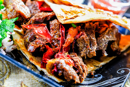 Canvas Print Meat Shawarma.Traditional Arabic food.