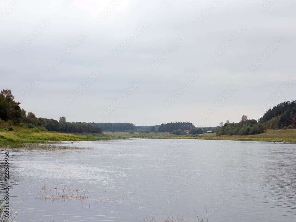 autumn cloudy day on the river autumn cloudy day on the river