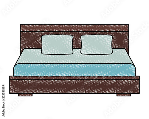 wooden double bed pillows furniture