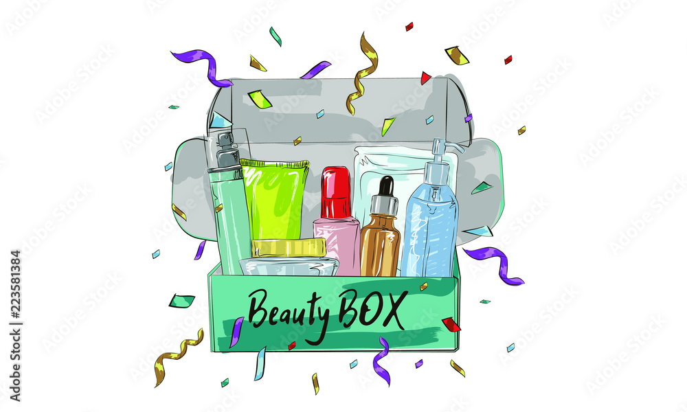 cosmetics box isolated on white photo, beautiful greeting flyer or poster to view gift box confetti cosmetics box isolated on white photo, beautiful greeting flyer or poster to view gift box confetti
