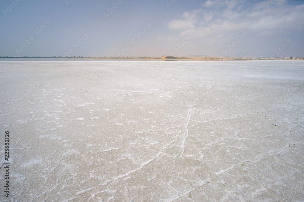 Dry salt lake in summer. Larnaca Cyprus Stock Photo | Adobe Stock