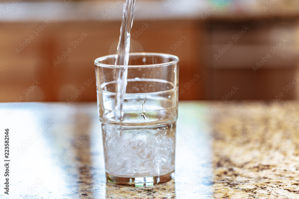 Pouring Water into Glass Up Close Macro Pouring Water into Glass Up Close Macro