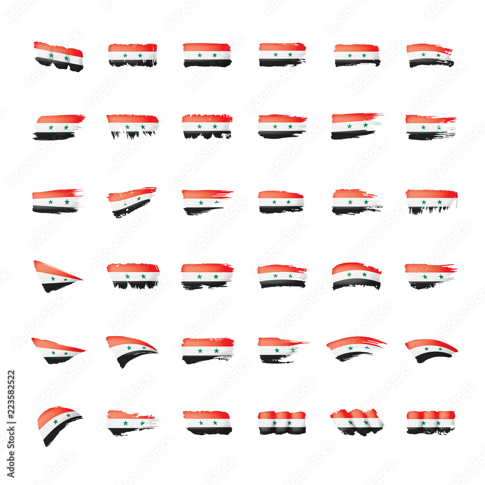 Syria flag, vector illustration on a white background. - obrazy, fototapety, plakaty 