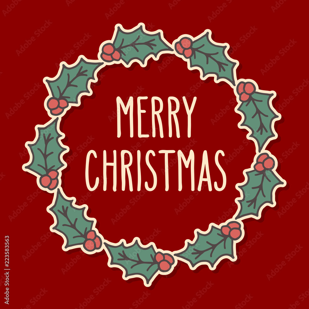 Obraz premium Christmas doodle wreath