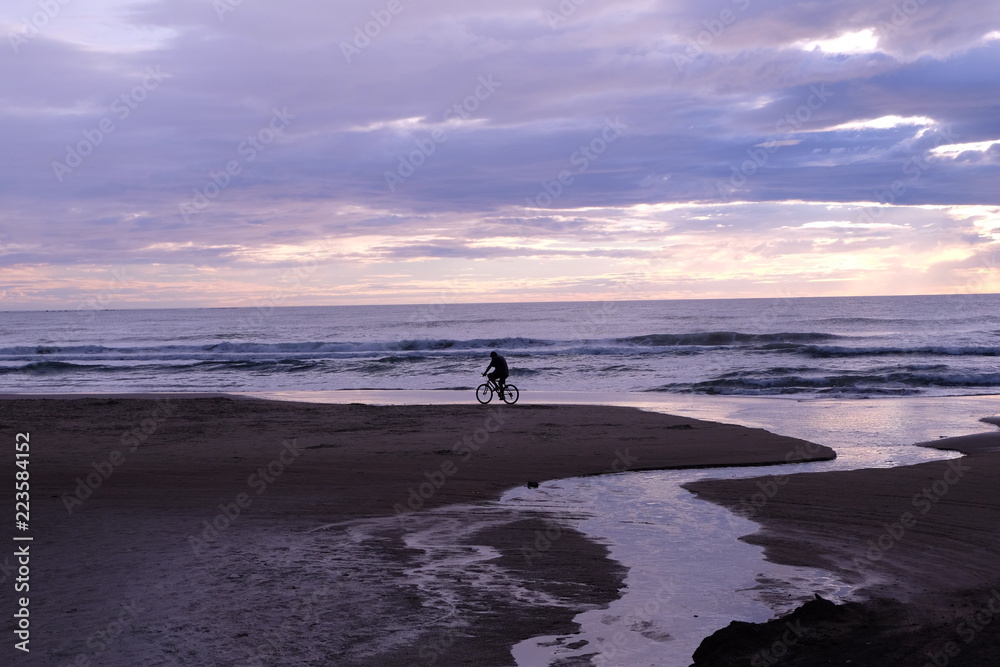 Sunset bike beach