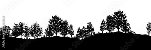 Forest trees silhouettes background