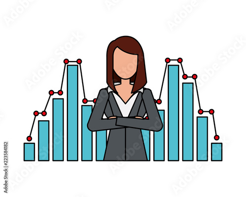 businesswoman financial statistic chart report