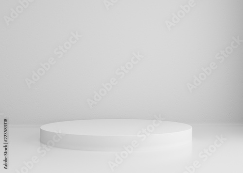 White podium on white background for design, 3d render