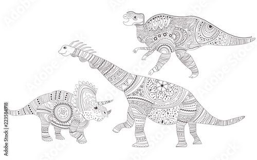 Dinosaurs. Coloring page. Vector. Cartoon. Isolated art