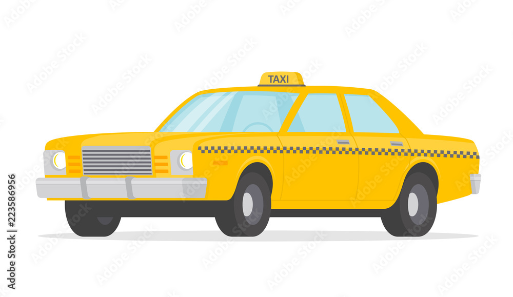 Yellow taxi car - stock vector.