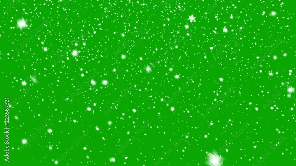 Falling Snowflakes on a Green Background. Two Options, Seamless Looping 3d Animation. 4K