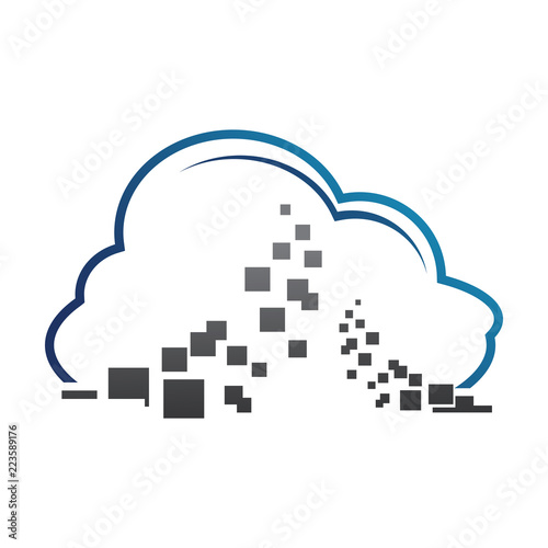 blue cloud symbol ,big data cloud logo,big cloud technology logo. CLoud data management vector logo