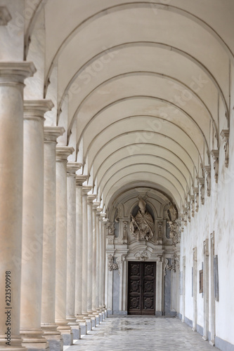 Arch pathway at the Certosa di San Martino museum in Naples  Italy.