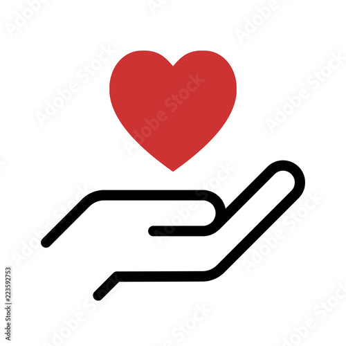 One Hand Holding Heart (Live Stroke Path) Vector