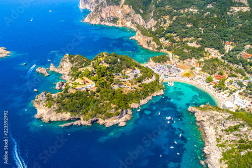 Paleokastritsa bay on Corfu island, Ionian archipelago, Greece